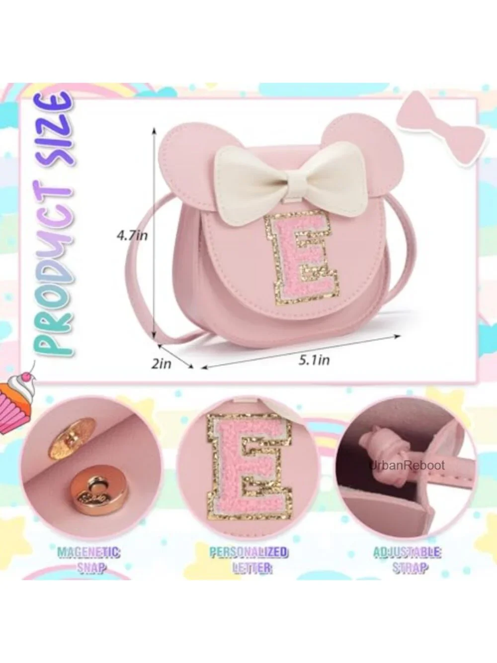 Girls Crossbody Purse with Mouse Ear Bow & Sunglasses Set